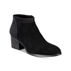 NWT TOMS Womens Black Comfort Loren Round Toe Block Heel Zip-Up Booties 6.5